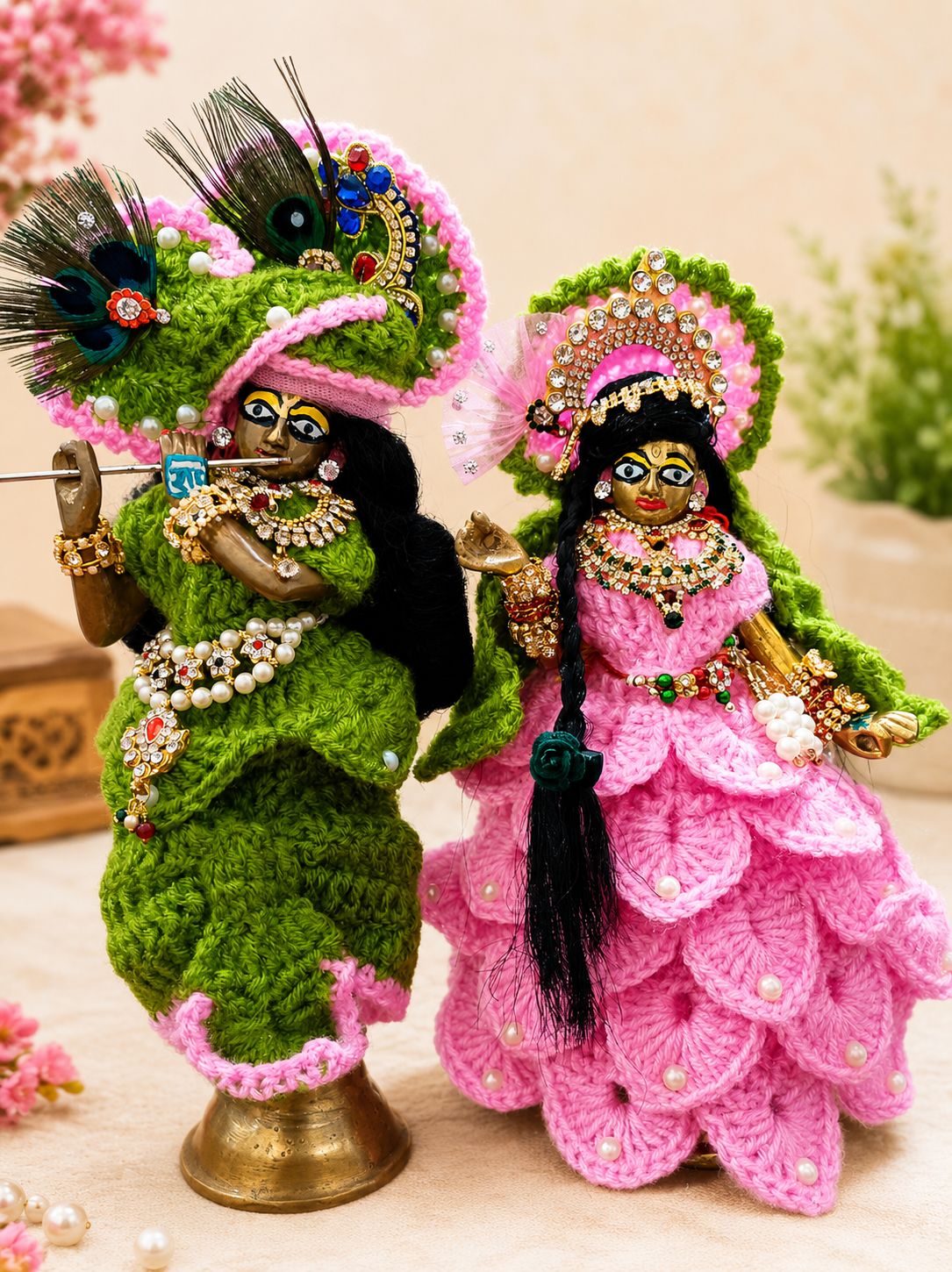 Home Vrindavan Bloom Crochet Poshak Set
